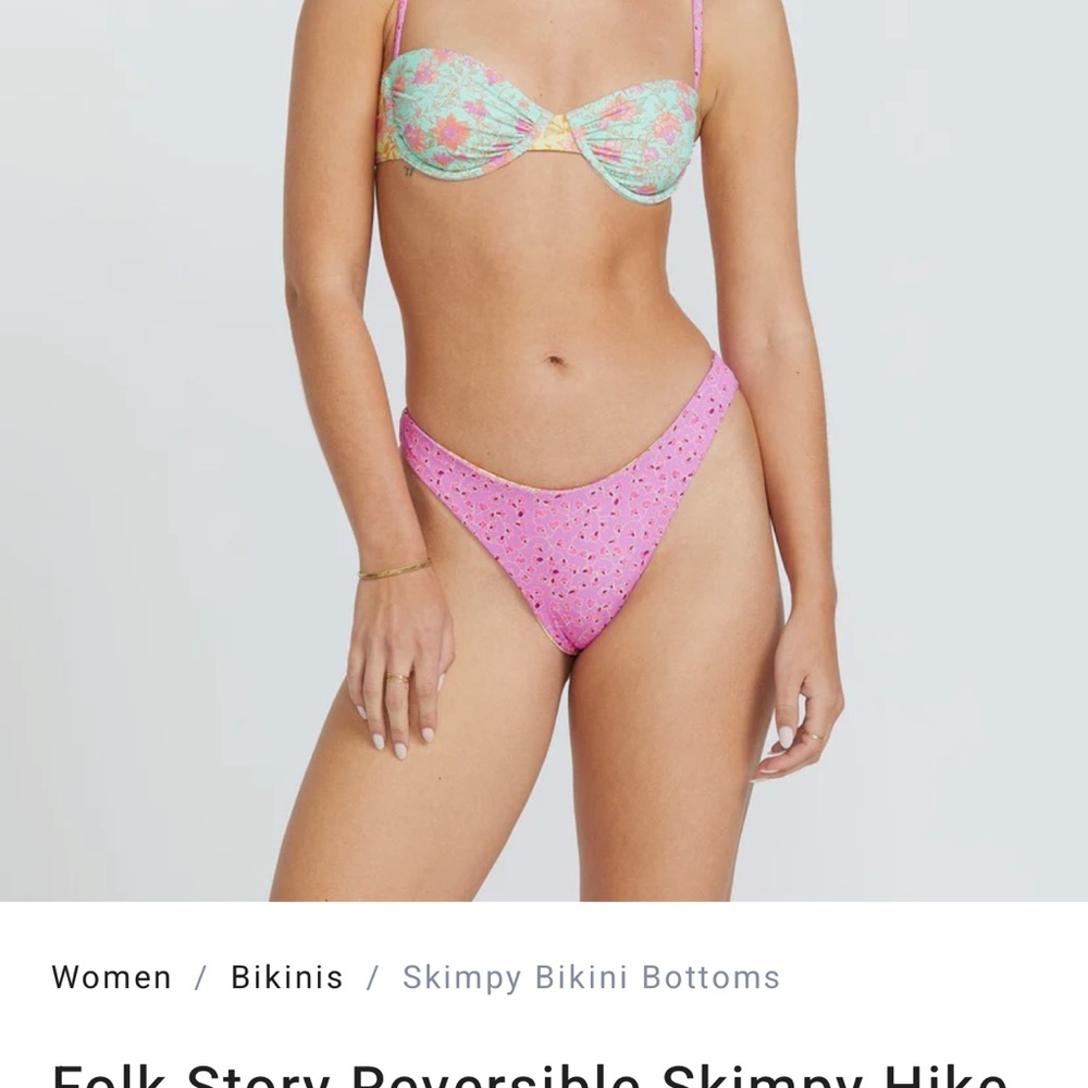 Billabong Folk Story Reversible Bikini bottom- Pink and Green